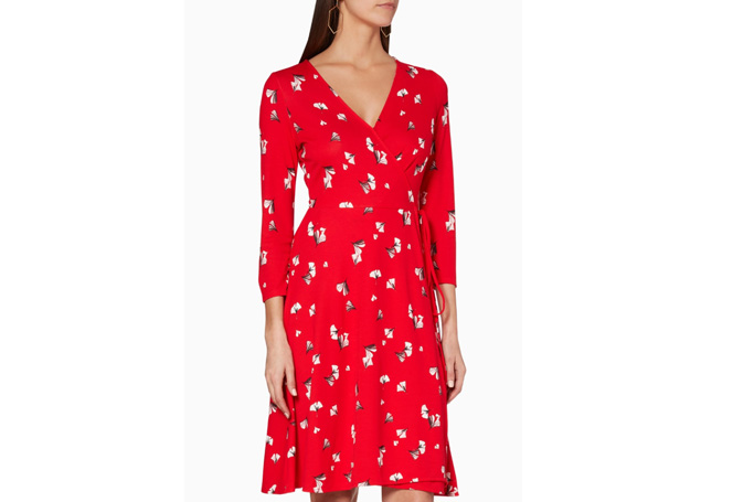 Banana Republic - Red Leaf Print Wrap Dress